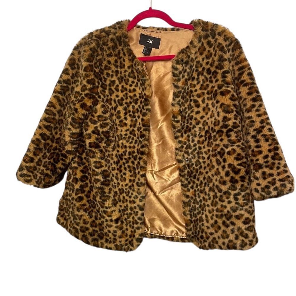 SOLD: H&M Faux Leopard Fur, cropped jacket